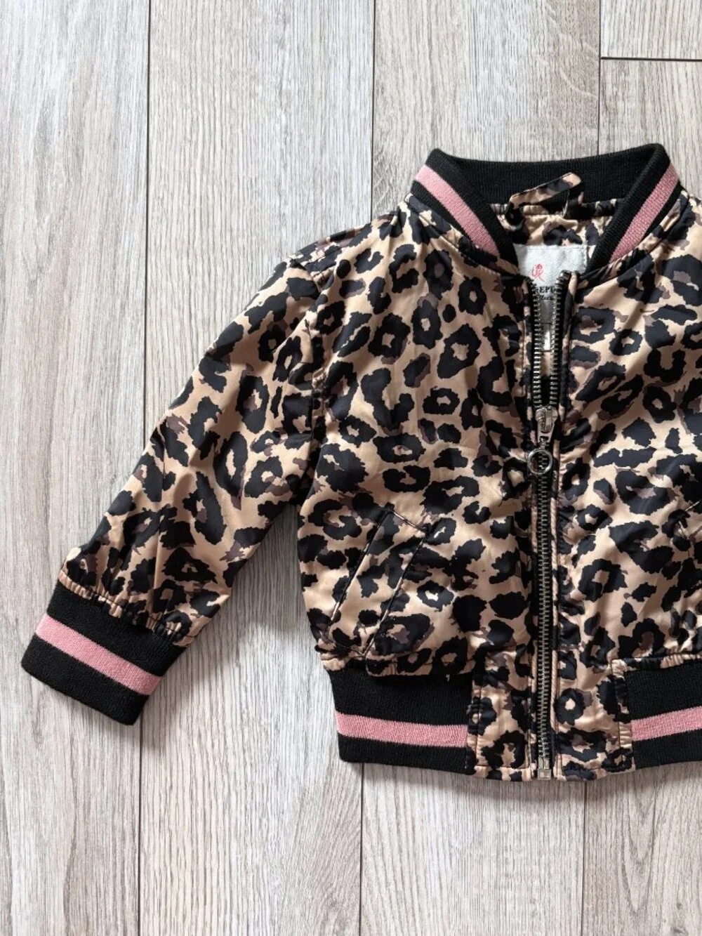 Urban Republic Toddler Girls Leopard Sateen Bomber Jacket Baddie Kid Size 12M